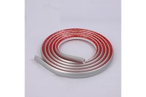 GELINTONG 1.5 m, Quadrant en PVC, Garniture de Moulure Flexible, Quart de Rond en Plastique, Bande de calfeutrage autocollante, Pour Bords de Murs, Sols,Armoires, Plafonds, Comptoir, argent