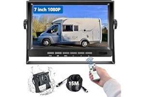 Podofo Kamera radiowa z wyświetlaczem LCD o przekątnej 7", wodoszczelność IP69, widoczność w nocy, wytyczne do samochodów kempingowych/samochodów ciężarowych/przyczep / rolnictwa/transportu ciężkich