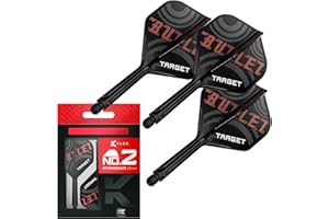 Target Darts Stephen Bunting K Flex Flights and Shaft System, No.2 | Pack of 3 Kflex All In One Flights, Player Edition Darts Accessories | K-Flex Dart Stem - Short/Intermediate/Medium