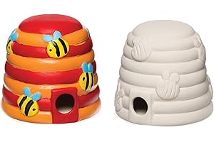 Baker Ross Ceramic Bee House for Kids to Paint, Personalise and Display (Box of 2) , Assorted , AR415