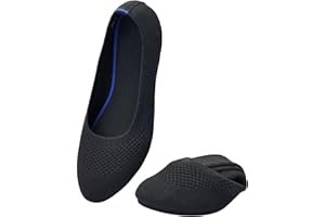 Puxowe Women's Knitted Ballet Flats with Round Toe Flat Slip-On Shoes Super Soft for Comfort Comfortable for Walking Low Wedge Heel Casual Style