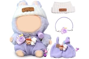 ZYNXEL Ropa de Peluche, Ropa de Muñeca de 17 cm, Disfraces para Muñecas Estilo, Outfit con 1 Gorro, 1 Enterizo y 1 Bolso para Cámara, sin Figura Incluida (Color Purple)