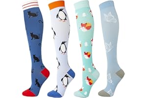 LEOSTEP 5 Paar Kompressionsstrümpfe für Damen und Herren Bunte Kompressionssocken mit 15-25 mmHg Stützstrümpfe für Sport Medizin Laufen Reisen Flug Schwangerschaft Krankenschwester