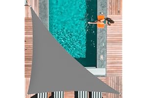 Sunal Triangular Awning 4 x 4 x 5.7 m, PES Polyester Waterproof, Triangular Awning 95% UV Protection, Including Mounting Ropes, Grey