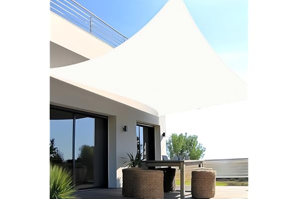 SUNNY GUARD Toldo Vela de Sombra Impermeable 2x2m Rectangular a Prueba de Viento protección UV para Patio,Jardín, Exteriores, Terraza, Color Crema