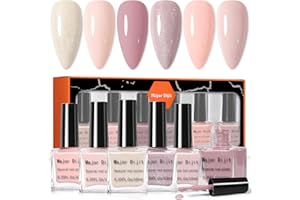 Major Dijit 6 colori rosa nudo set smalto per unghie tono pelle smalto per unghie Bulk Manicure Nail Art Home Salon Paillettes lunga durata Nail Art Varnish (7-12)