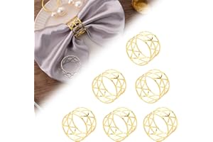SEWOKON Gold Napkin Rings Set, Christmas Napkin Rings (6 PCS)