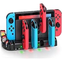 KDD Caricatore Joy-Con per Nintendo Switch/Switch OLED, Ricarica Controller per Nintendo Swtich, con 8 slot di giochi