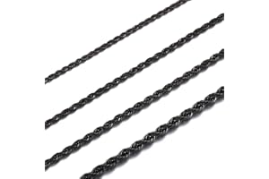 HSWYFCJY 2-4 MM Twist Rope Chain Stainless Steel Silver/Gold/Black Rolo Chains Necklace for Men Women Fashion Jewellery Birthday Gift Length of Chain 45/50/55/60/70 CM
