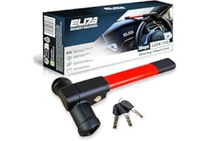 ELI73 Steering Wheel Lock for Cars & Vans - Car Lock Anti-Theft Device - High Visibility Immobiliser - Includes 3 Keys (UK Company) (Red)