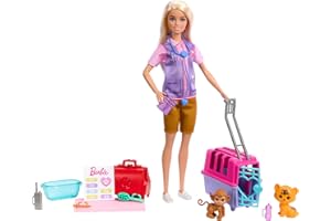 Barbie Carriere - Salvataggio e Recupero Animali, playset con bambola bionda, scimmietta e cucciolo di tigre, trasportino e accessori inclusi, giocattolo per bambini, 3+ anni, HRG50