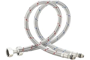 CYILIUEN Pack of 2 30 cm M10 x 1/2" Kitchen Flexible Pipes Flexible Tap Connector Pipes with Installation Tools, Tap Fittings for Kitchen Sink, Bathroom Basin, 1407D6