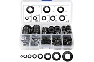 ANKKY Rondelle Nylon Entretoise Plastique M2 M2.5 M3 M4 M5 M6 M8 M10 Ronde de Rondelle Plate 520 Pièces(Noir)