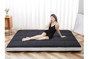 SUNYRISY Materasso futon – Letto per ospiti spesso pieghevole e lettino per interni ed esterni, nero, king size