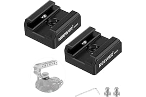 NEEWER 2er Pack Cold Shoe Mount Montage Adapter mit 1/4" Schraube für Blitz LED Monitor Mikrofon, Alu Shoe Halterung mit Anti Twist Pin Anti Rutsch Pad, kompatibel mit SmallRig Cage Obergriff, UA031