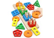 Montessori Toys for 1 to 3-Year-Old Boys Girls Toddlers, Wooden Sorting & Stacking Toys for Toddlers and Kids Preschool, Educ