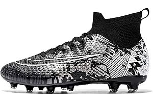 WOWEI Crampons de Foot Homme Professionnel Chaussures de Football Homme Garçon High Top Spike Crampons Antidérapant Athlétisme Entrainement Chaussures de Sport Adolescents