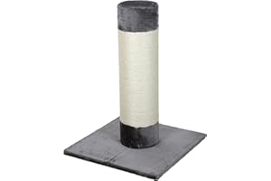 Kerbl Pet Kratzsäule Opal Ultra, Katzenkratzbaum, grau, 60x60x80cm, stabil und standfest, für mittelgroße und große Katzen, robuste Kratzsäule aus Natursisal