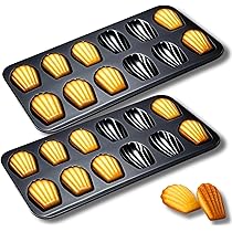 2 Pcs Moules à Madeleines à 12 Cavités En Acier Au Carbone Revetement Antiadhesif Premium Avec Pinceau A Huile En Silicone Pour Four Patisserie Chocolat Brownie Moule A Gateaux Et Biscuits 90360068