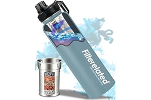 FILTERELATED Alkaline Water Bottle, Stainless Steel, Hydrogen Water Bottle with Microporous Filter, Alkaline Water Bottle with Sports Lid, 800 ml, PH 9+ (Grey)