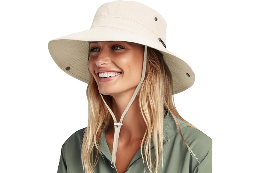 FURTALK Sun Hat for Women Men UV Protection Safari Hat Women Summer Wide Brim Packable UPF50+ Hiking Fishing Cowboy Style