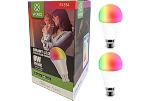 WOOX B22 Smart WiFi Colour Changing Light Bulbs, Multicoloured, Works with Amazon Alexa, Tuya and Google Home, App Controlled, Scenes, Timer, No Hub Required (B22 2 Pack)