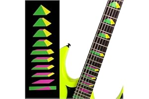 Inlaystickers - Pennarelli per chitarra e basso, motivo piramidale, colore: Verde Giallo Rosa
