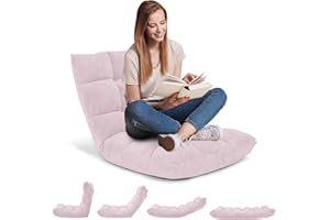 ‎RELAX4LIFE RELAX4LIFE Bodenstuhl Faltbar, Lazy Sofa, Meditationsstuhl, Bodensessel mit Verstellbarer Lehne, für Zuhause oder Büro, Farbewahl (Hellrosa)