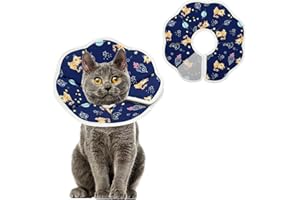 Amabro Kleines Katzen Kegelhalsband, weicher Kätzchen Erholungskegel, verstellbar, schützendes Haustier Kegelhalsband, Verschlüsse, Halsbänder, Kätzchenwunden, blockiert Nicht die Sicht(M)