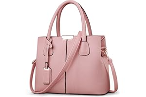 FOLOVEYA Elegante Bolsa para Mujer Bolso de Mano Clásico Bolsos Señoras Moda Bolso Bandolerade Bolso de Hombro Cuero PU para Viajar Trabajo Negocio Citas Bolso Tote Rosa