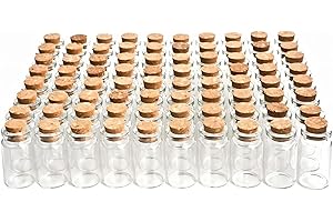MAOOY Mini Glasflaschen 8ml, 80 Stück Kleine Glasflaschen mit Korken 22 X 40mm, Kleine Flaschen zum Befüllen, Als Gewürzgläser und Deko Hochzeits Deko Weihnachten Party