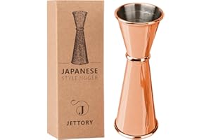 Jettory Jigger - Jigger japonés de 1 oz / 2 oz con medidas en el interior - Jigger de cóctel - Jigger de acero inoxidable 304 apto para alimentos para bartending - Messjigger Bar (oro rosa)