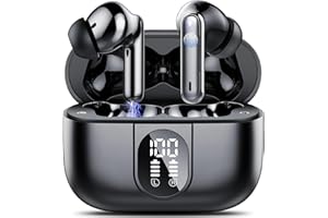 Csasan Auriculares Inalambricos Bluetooth, Auriculares Bluetooth 5.3 Estéreo con 4HD Micro y ENC Cancelacion Ruido, Cascos Inalambricos 40 Horas, IPX7 Impermeable, Auriculares in Ear Pantalla LED