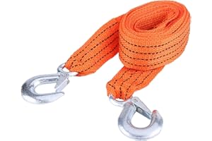 QIILU Pasek holowniczy, obciążenie 4 metry, 3 tony, lina i kabel holownicze z haczykami