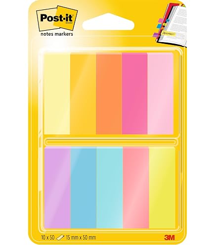 Marque-pages Adhésifs D.RECT - 140 Pièces Fluo - 12x43mm - Étiquettes Repositionnables Pour Livres Et Fichiers