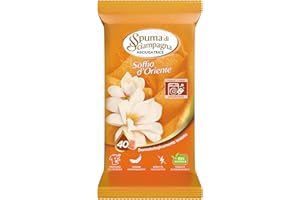 Spuma di Sciampagna - Foglietti Umidi Asciugatrice Fragranza Soffio d'Oriente, Origini 100% Naturali e Biodegradabili, Dermatologicamente Testati con Azione Ammorbidente - 40 Foglietti