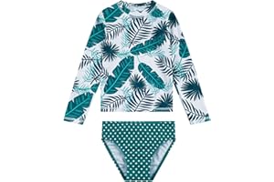 upandfast Mädchen Badeanzug UV-Schutz Langärmlige 2-Teiliges Set Schwimmanzug für Mädchen