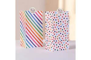 Sacchettini Compleanno Bambini, Azexcy 24 Pezzi Sacchetti Regalo di Carta con Adesivo Sacchetti Caramelle Borse di Carta per Bambini Feste di Compleanno, Natale, Matrimonio