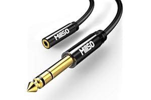 MillSO Stereo Audio Klinken Adapter Kabel 6.35 auf 3.5 Klinkenstecker Adapter 6.35mm Klinkenstecker zu 3.5mm Klinken Buchse Instrumentenkabel für Gitarre, Klavier, Bassverstärker, Mixer - 30 cm
