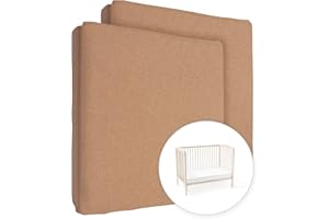 BABY COMFORT Lot de 2 draps-housses en jersey 100% coton pour matelas de lit enfant 160 x 70 cm (noisette)