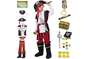 ZUCOS Set di giochi di ruolo per bambini in costume da pirata - Giocattoli pirata Accessori per vestire Compleanno Halloween Regali di Natale