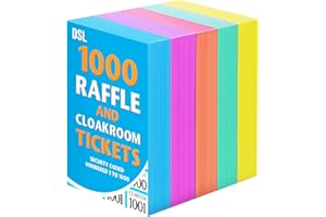 DSL PRODUCTS DSL 5-Pack Raffle Tickets Books 1-1000 – Cloakroom & Tombola Tickets with Secure Numbering – Perforated Raffle Ticket Books for Fundraisers, Prize Draws, Charity Events & School Fairs
