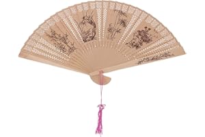 Healifty Sandelholz-Faltfächer 1 Stück Chinesischer/Japanischer Handfächer Im Retro-Stil Für Frauen Und Mädchen, Faltbarer Handfächer Für Hochzeitstanzparty (), 58x23x1cm