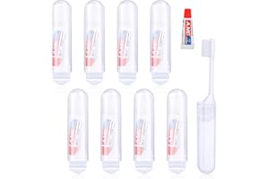 Apricitie 8 Stück Reisezahnbürste mit Zahnpasta, Klappbar Reise Zahnbürste Set Travel Toothbrush Mini Zahnbürste für Unterwegs Camping Reisen Kinder Erwachsene (Weiß)