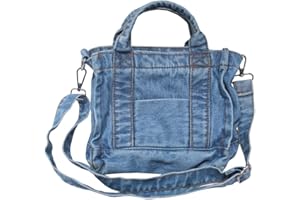 Fiorky Damen Denim Messenger Bag Casual Satchel Cool Girl Totes Weiche Handtasche Einfarbig Mode Vintage Geldbörse Reißverschluss für Reisen