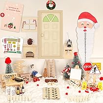 24-teiliges Wichteltür Set Mit Kunstschnee - Komplettset Für Weihnachtsdekoration