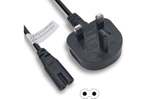 XINYUWIN 2 Pin Mains Power Lead Figure 8 IEC C7 Cable Compatible With Xbox One S Slim Game Console, Xbox One X, Sony PS2 PS3 PS4 (Slim Edition), PSP, PSV, HP/Samsung/Sony/Acer/Asus/Lenovo/MSI Laptop