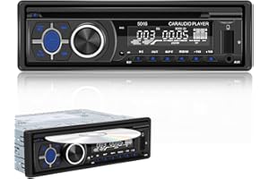 Podofo Radio Auto 1 DIN Radio FM/AM, Lecteur DVD/CD Musique Bluetooth Appels téléphoniques Mains Libres APP Locate EQ Entrée USB/TF Lecteur MP3 Auto