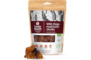 ‎CHAGA HEALTH Chaga Health Chaga Pilz Brocken Bio - Wild geerntete Chaga Pilze aus estnischen Bio-Wäldern. Chaga Brocken mit vielen Antioxidantien für Chaga Tee Bio und Chaga Coffee (100 g)