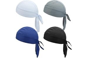 Bekecidi Paquete de 4 Bandanas para Hombres, Gorra Deportiva Transpirable para Ciclismo, protección Solar, Diadema, Sombrero, Bandana para Escalada (Negro+Blanco+Gris Oscuro+Azul Marino)